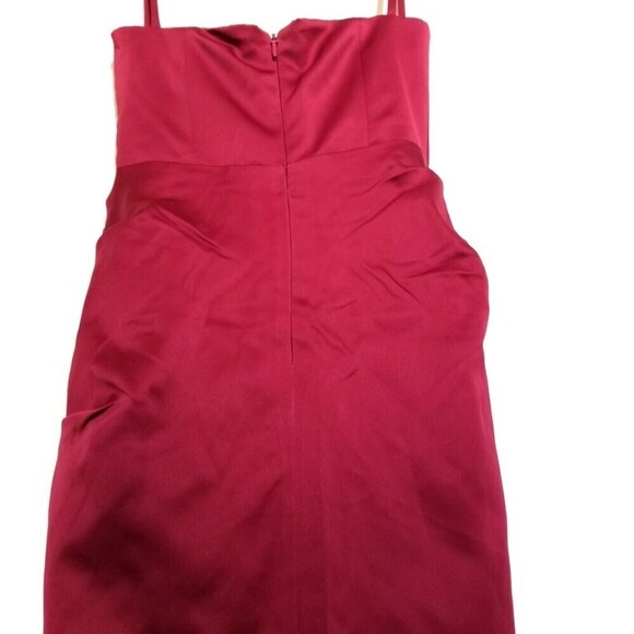 NWT House of CB Flora Wine Satin Pleated Corset Bustier Midi Dress Small Prom - Picture 11 of 12